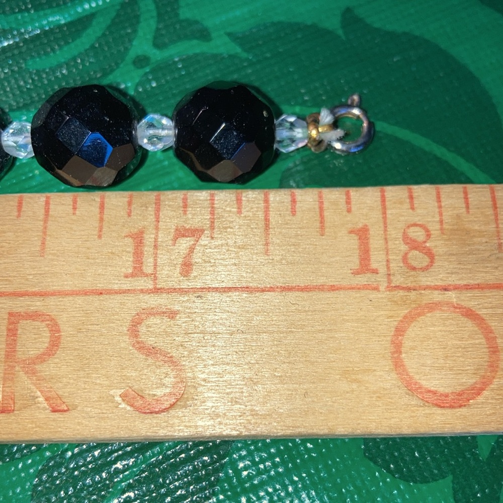 Vintage black glass beads with clear acrylic cubes necklace. Size in pics. $25 - Picture 4 of 6